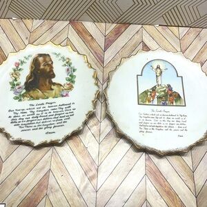 VTG Lord's‎ Prayer Decorative Plates One Marked Japan on Back